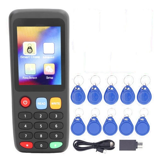 Walfront Smart Card RFID Copier ID IC Reader Writer RFID Reader Writer Duplicator Encrypted Card Decoder RFID Smart Card Programmer (5 UID Buckles 5 T5577 Cards 5 T5577 Buckles)