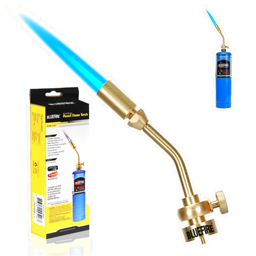 MR. TORCH BLUEFIRE Solid Brass Jumbo Pencil Flame Gas Welding Torch Head Nozzle Upgraded Full Metal Version Fuel by MAPP MAP Pro Propane CGA600 Cylinder Bottle (Torch Only)