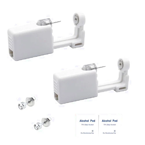 Pimoys 2pcs Painless Ear Piercing Gun Disposable Safety Asepsis Piercing Tool Kit with Ear Studs