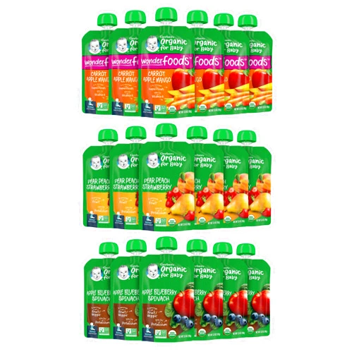Gerber Organic Baby Food Pouches, 2nd Foods for Sitter, Fruit & Veggie Variety Pack, 3.5 Ounce (Set of 18)