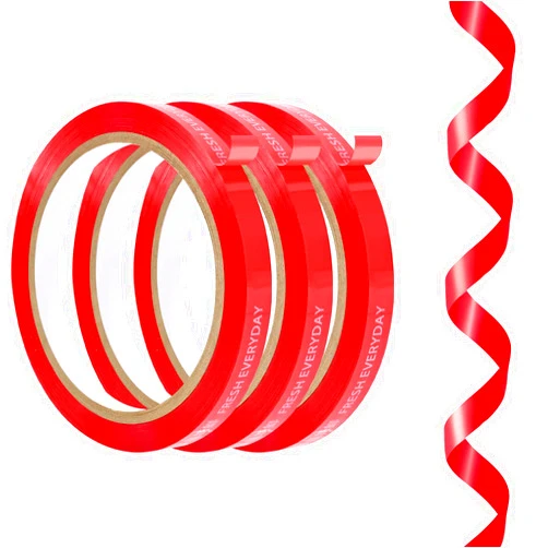 Olaismln Bag Sealing Tape, 3/8 inch x 66 yd Red Poly Tapes, Plastic Produce Bags Tape for Meat Cake Bread Icing (3Pack)