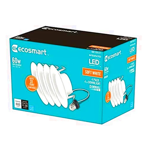 EcoSmart 4 in. White Integrated LED Recessed Trim Soft White 4-Pack