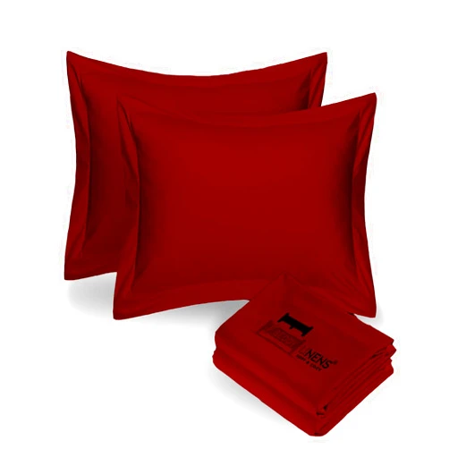 eBeddy Linens European Square Pillow Shams Set Burgundy Solid 100% Microfiber Envelope Closure with 2