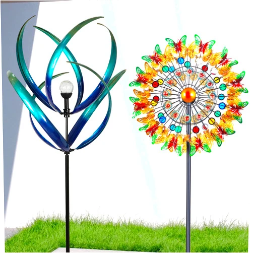 Lariander Solar Peacock Wind Spinner and Butterfly Wind Spinner