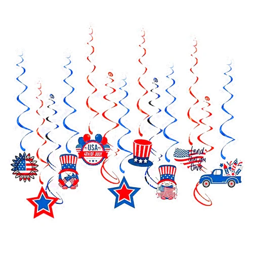 JSDJ 4th of July Hanging Swirls Independence Day Party Decorations Red White Blue Patriotic Hanging Decorations USA Memorial Day Hanging Spiral Pendant (Hanging Swirls1)