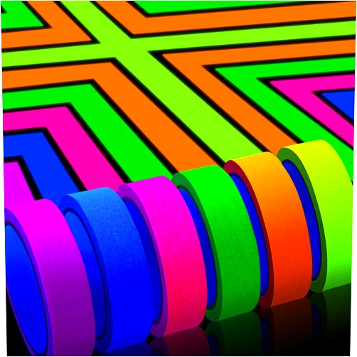 Whaline 6 Colors Neon Gaffer Cloth Tape, Fluorescent Rainbow Color UV Blacklight Glow in The Dark Tape for UV Party (1 inch x 34.8 feet)