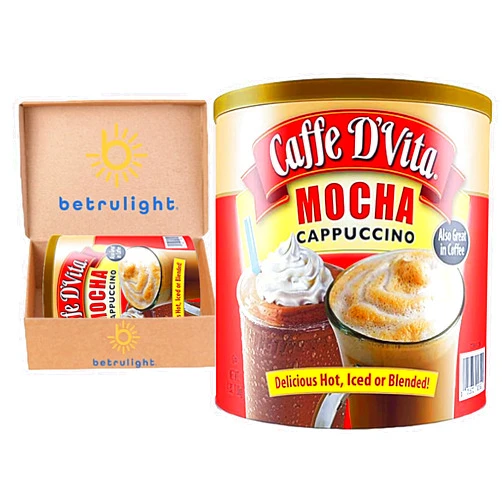 BETRULIGHT Caffe D'vita Instant Mocha Cappuccino Mix | Powder Mix, Gluten Free, 99% Caffeine Free | 64 OZ Canister | Every Order is Elegantly Packaged in a Signature BETRULIGHT Branded Box!