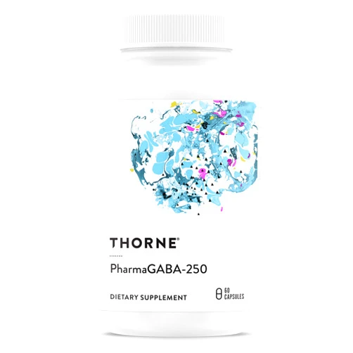 THORNE PharmaGABA-250 - GABA Supplement - 250 mg Natural Source Gamma-Aminobutyric Acid - Promotes a Calm, Relaxed, Focused State of Mind - 60 Capsules