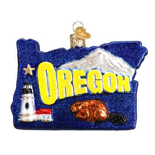 Old World Christmas Glass Blown Ornament State of Oregon (36200)
