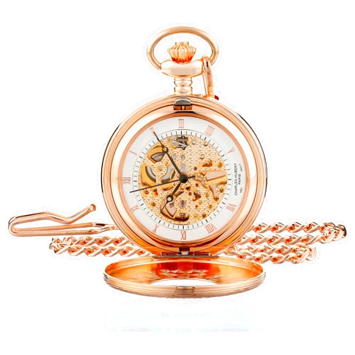 CHARLES-HUBERT PARIS Charles-Hubert, Paris Rose Gold-Plated Mechanical Pocket Watch