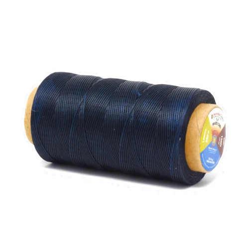 Mandala Crafts Navy Blue Flat Waxed Thread for Leather Sewing Thread - Polyester Waxed Leather Thread Waxed String - 273 Yds 150D 0.8mm Waxed Cord for Leather Stitching