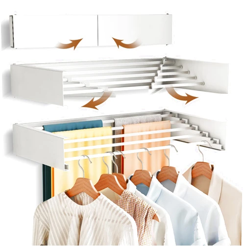 BOQORAD Wall Mounted Drying Rack,Drying Rack Clothing,Clothes Drying Rack Wall Mounted,Collapsible Drying Racks for Laundry,Laundry Drying Rack,Wall Mounted Clothes Rack (White, 31.5 Inch)