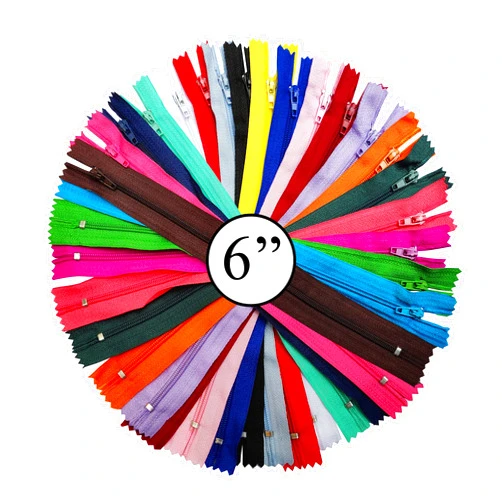 KGS Nylon Zippers for Sewing Crafts | 20 Assorted Colors | 100 Zippers/Pack (6 Inch)