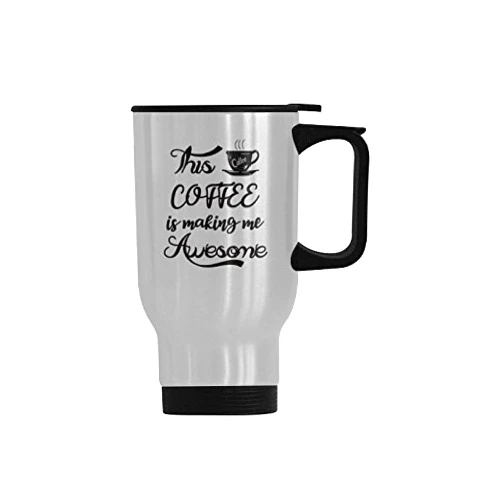 WECE This coffee is making me awesome Travel Mug - Stainless Steel Travel Mug/Coffee Mug/Travel Cup/ - 14 Ounce, Silver