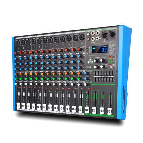 Yamnweo MIX-12 Professional DJ Audio Mixer 12 Channel Input, USB, Bluetooth Sound Console Music Studio 12 Mono 7 Band EQ 99 Effect Podcasting Streaming Audio Interface (MIX-12)