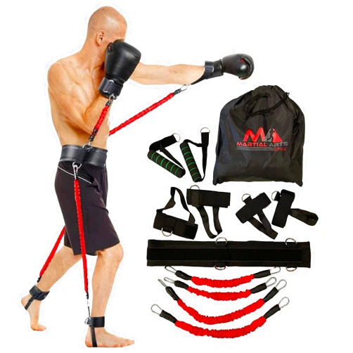 MA MARTIAL ARTS STYLE Boxing Resistance Bands for MMA Martial Arts Resistance Training at Home for Punches/Kicks, 150lbs Exercise Bands Full Body Fitness Workout to Enhance Explosive Power/Speed/Agility
