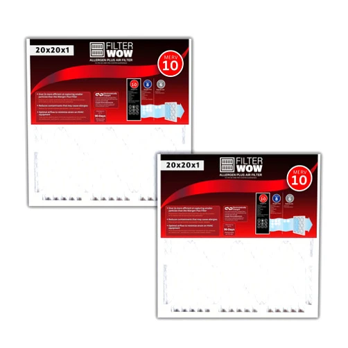 FILTERWOW Air Filter - Allergen Pro Pleated Electrostatic MERV 10 HVAC Furnace Filter (2 Pack, 20x20x1)