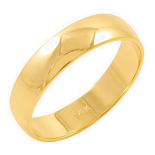 Oxford Ivy Classic 5mm 14K White or 14K Yellow Gold Traditional Classic Plain High Polished Wedding Band for Men or Women (Sizes 8-14)