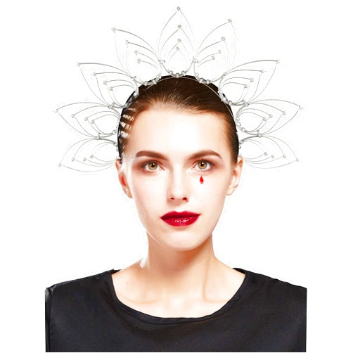 Fantherin Mary Halo Crown Headband Goddess Zip Tie Spiked Halo Crown Halloween Costume Headpiece Headdress for Cosplay Party
