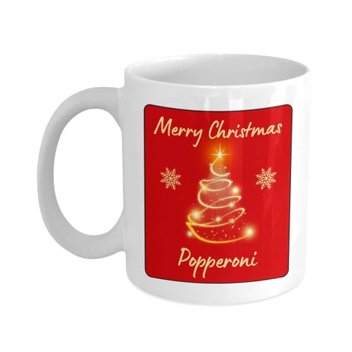 Generic Merry Christmas Popperoni Coffee Mug - Christmas/Holiday Gift Idea for Family Relation Friend Work-Buddy 11oz Cup Playful Fox PFX24C