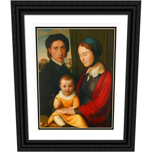 ArtDirect Friedrich Overbeck 15x18 Black Ornate Frame and Double Matted Museum Art Print Titled: Self-Portrait with Family (1830)