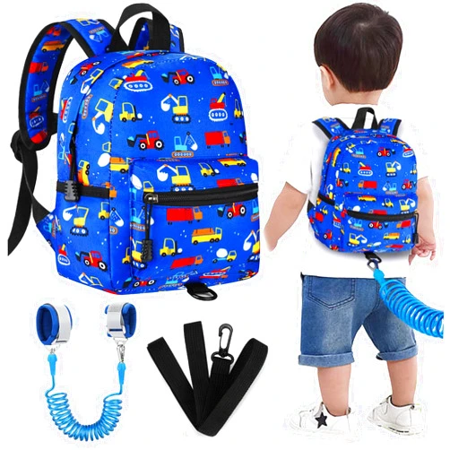 Accmor Toddler Backpack Harness Leash, Mini Baby Walking Backpacks with Anti Lost Wrist Link, Cute Truck Kids Back Pack Harnesses Leashes Tether for 1-3 Yeas Boys Outdoor Travel