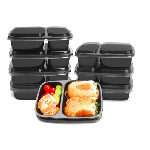 shopwithgreen 8 Pack Meal Prep Containers, Reusable Bento Box Lunch Containers for Kids Adults, Plastic To Go Container, 2 Compartments Divided Storage Containers for School Work Travel Camp (32 OZ)