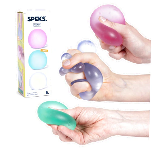 Speks Gump Stress Balls - Silky Soft Memory Gel - Squishy Fidget Toy for Kids and Adults - Tri-Color - Pack of 3