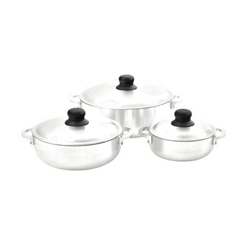 IMUSA USA 3 Piece Natural Aluminum Caldero Set (1.6/3.2/4.6 Quart), Silver