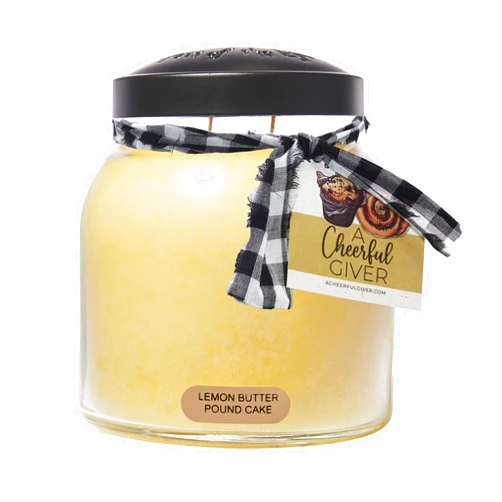 A Cheerful Giver — Lemon Butter Pound Cake - 34oz Papa Scented Candle Jar with Lid - Keepers of the Light - 155 Hours of Burn Time, Gift for Women, Yellow