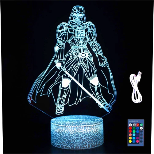Tieliper Cute Star Wars B Darth Vader Toys Anime Figure Character 3D LED Visual Sleeping Night Light with Remote 16 Colors Bedroom Decor Table Lamp Birthday Gifts for Kids
