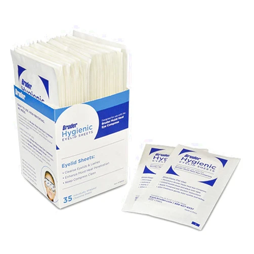 Bruder Hygienic Eyelid Cleansing Sheets Micro Fine Individually Wrapped Untreated Sheets 35 Count Box