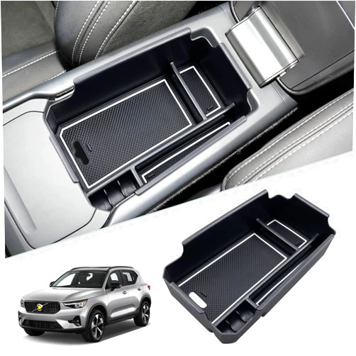 SKTU 2018 2019 2020 2021 2022 2023 2024 Volvo XC40 Center Console Organizer 2023 2024 XC40 Insert ABS Black Materials Tray 2023 2024 Volvo XC40 Accessories Glove Secondary Storage Box (White)
