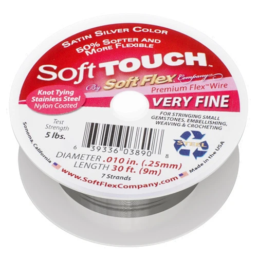 Soft Flex Kink Resistant Beading Wire - Very Fine 0.10 Diameter - Jewelry Making Bead Wire - 30 Ft