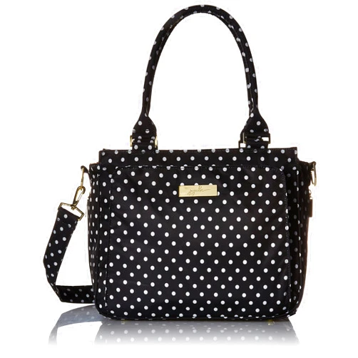 JuJuBe Be Classy Structured Multi-Functional Multi-Functional Diaper Bag/Purse, Legacy Collection - The Duchess - Black with White Polka Dots