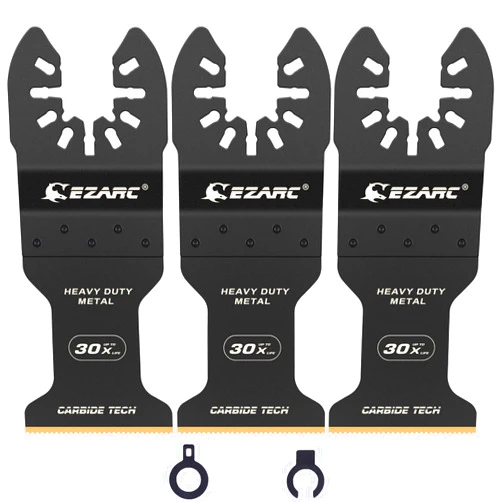 EZARC Carbide Oscillating Saw Blades, Multitool Blades Quick Release for Hard Material, Hardened Metal, Nails, Bolts and Screws, 3-Pack