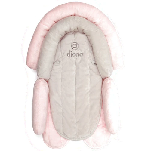 Diono Cuddle Soft 2-in-1 Baby Head Neck Body Support Pillow For Newborn Baby Super Soft Car Seat Insert Cushion, Perfect for Infant Car Seats, Convertible Car Seats, Strollers, Gray/Pink