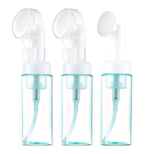Owlyee 2oz Foam Bottle (3PCS) with Brush, Empty Foaming Pump Dispenser for Hand Soap, Lash Cleanser, Shampoo to Travel (60ml, Green)