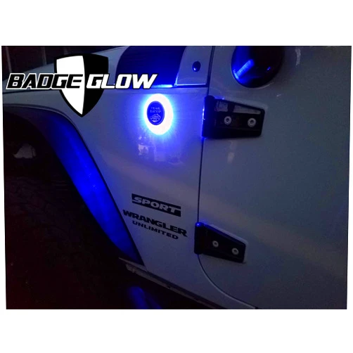 Badge Glow™ LED Back Light Designed For The Jeep Wrangler & Cherokee Trail Rated Badge ~ Available in 6 LED Colors ~ Off-road Use Only ~ MADE IN THE USA! (blue)