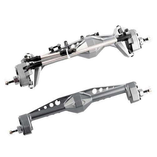 ZIJOT Full CNC Aluminum F9 Portal Front Rear Axle with Offset Front Differential for 1/10 RC Crawler Capra Gmade R1 Rock Buggy LCG Cheater Rigs 1.9 UTB Shafty (Titanium)
