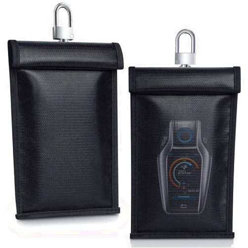 Simket Faraday Key Fob Protector (2 Pack), Signal Blocking Car Key Faraday Case, RFID Card Faraday Bag, Keyless Entry Fob Faraday Cage, Anti Theft Car Card Protection (XS)