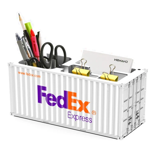 Yixoo Desk Organizer, Pen Pencil Holder, Business Name Cards Holder, Shipping Container Model Storage Box, Secret Storage Box with Multiple Compartments Office Supplies Multi-function (FedEx)