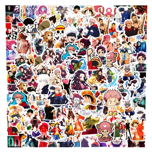 WYKDAG 200Pcs Kids Manga Stickers Mixed Pack,Cartoon Characters Stickers Movie Decorative Sticker for Kids Teens Adults Waterproof Sticker for Water Bottle Laptop