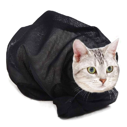 ASOCEA Cat Bathing Bag Adjustable Cat Grooming Mesh Bag Breathable Restraint Shower Bag Anti-Bite and Anti-Scratch for Bathing Nail Trimming Injecting Ears Clean Medicine Taking