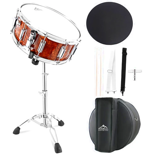 EASTROCK Snare Drum Set 14X5.5 Inches for Student Beginners with Gig Bag, Drumsticks, Stand, Drum Keys, Coated Material Drum Head, Tiger-stripe