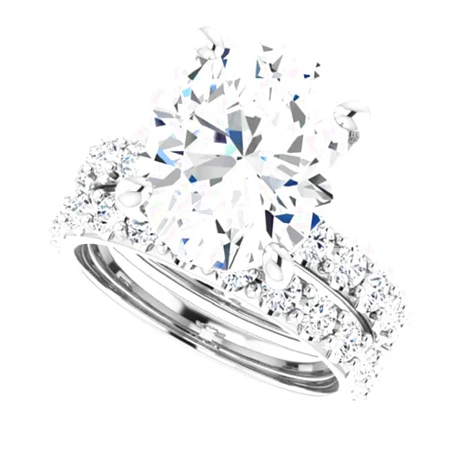 Handmade 1-6 CT Round/Oval/Cushion/Emerald/Marquise/Princess/Asscher/Pear/Heart Cut Colorless Moissanite Engagement Ring Set, Sterling Silver Vintage Anniversary Ring Set for Her (Oval, 4 CT, White)