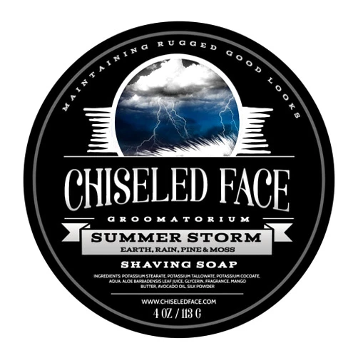 Chiseled Face Groomatorium Summer Storm by Chiseled Face — Handmade Luxury Shaving Soap — Rich, Thick Lather — Smooth, Comfortable Shaves — Tallow-Based Soap — Made in The USA