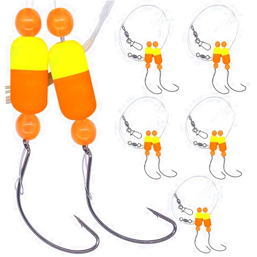 XFISHMAN Pompano-Rigs-for-Surf-Fishing-Saltwater-Gear with Double Circle & Wide Gap Hook-6-Pack Surf Fishing Tackle