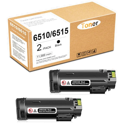 ACQMKINK Workcentre 6515/ Phaser 6510 106R03480 High Capacity Toner Cartridge Black Replacement for Xerox Phaser 6510/ Workcentre 6515 Printer Ink, 2 Pack