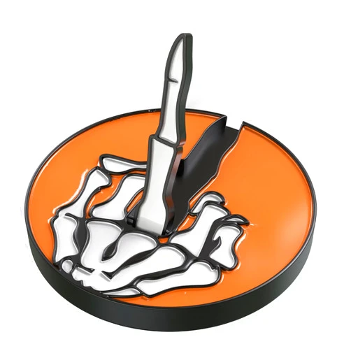 Syren Ultimate Orange Bone Skeleton Middle Finger Golf Ball Marker with Magnetic Hat Clip | Alignment Ball Mark, Funny Golf Accessories - Great Gift for Golf Lovers Golf Cap Premium Gifts - Golf Enthusiasts